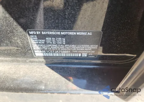 2018 BMW 330E z USA, uszkodzony, nr VIN WBA8E1C57JA758881